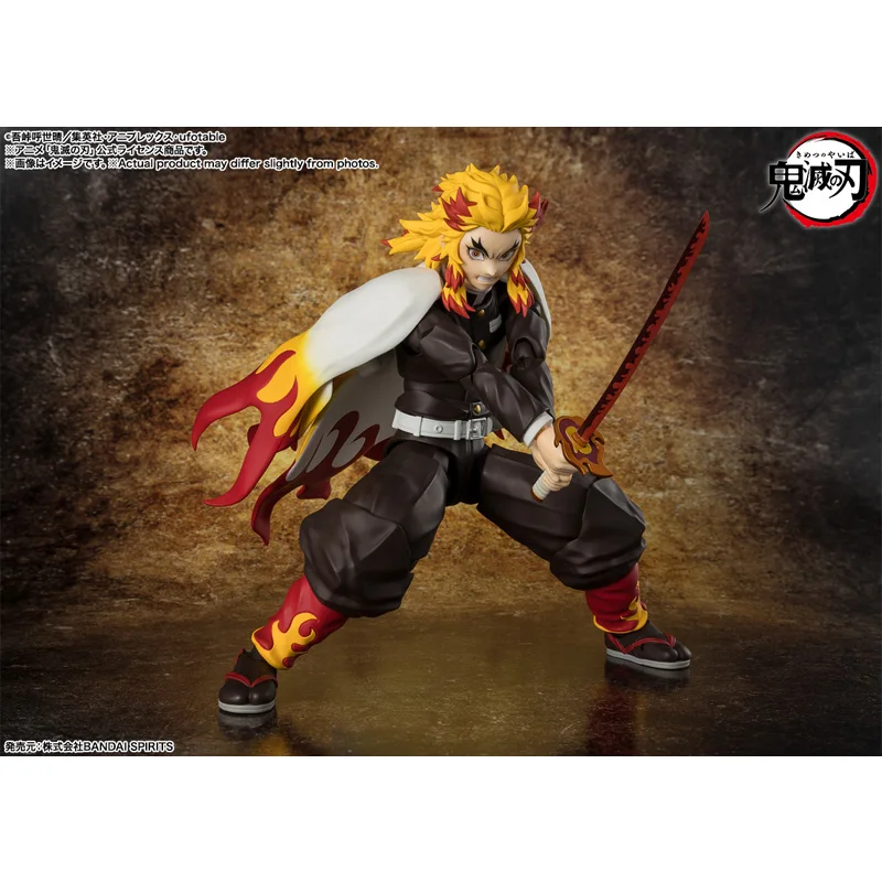 100% Original Bandai S.H.Figuarts SHF Kyojuro Rengoku Demon Slayer Kimetsu no Yaiba PVC Anime Action Figure Model Toys