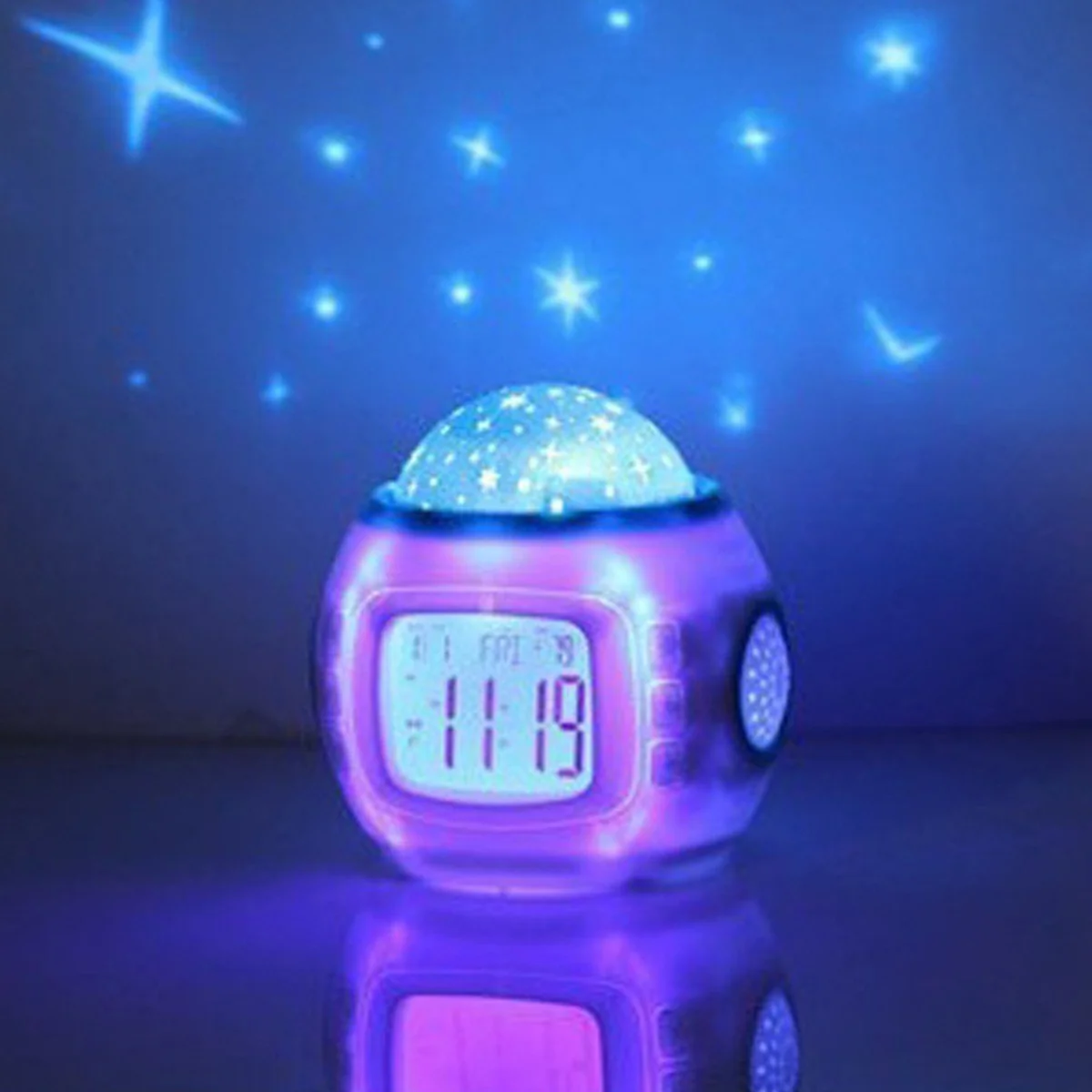

Night Lamp Plastic Calendar Clock Thermometer Music Sleep Sounds Night Light Projector for