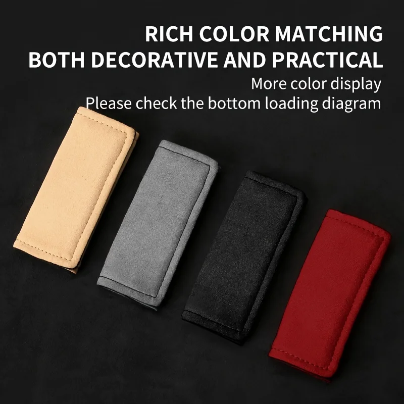 2pcs Universal Car Handle Flap Faux Leather Protective Cover Car Roof Handle Rest Handle Cover