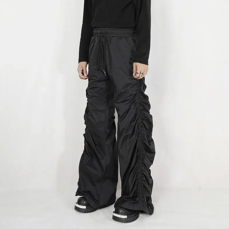 Pants Women American Folds Vintage Empire Shirring Casual Summer Pure Aesthetic Street BF Style Loose Fashion Minimalist Trouser