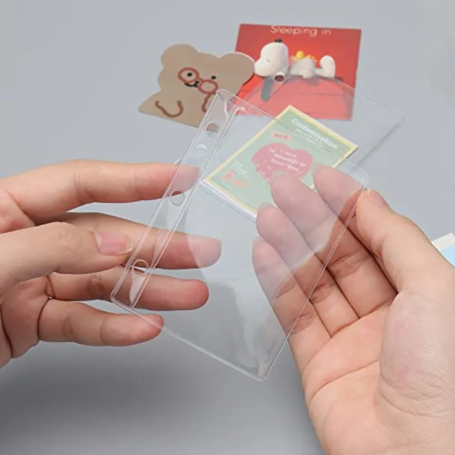 Mini Binder Pockets 12pcs PVC Binder Pouches Loose Leaf 3 Holes Top Open Cash Budget Envelopes Clear Binder Pouches for Protect