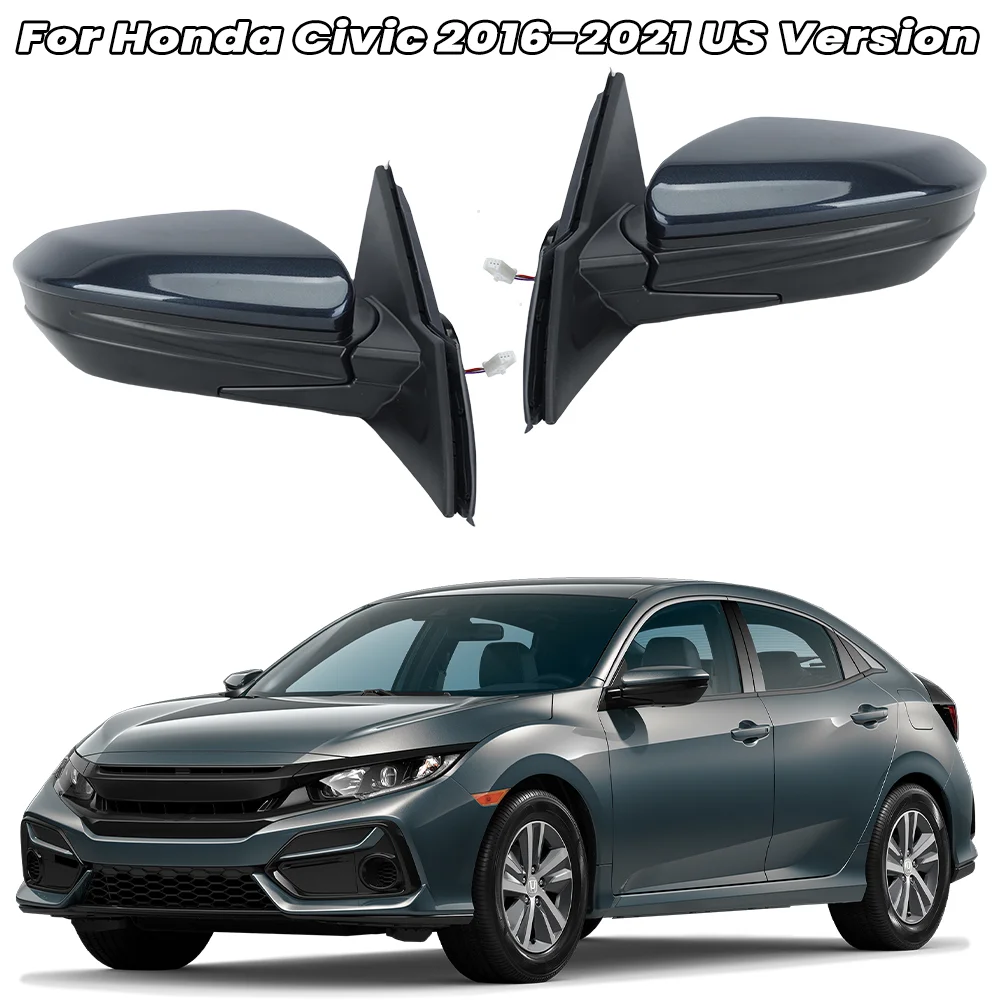 

3Pins Side Rearview Mirror For Honda Civic 2016-2021 US Version Mirror Electrical Ajustment Car Accessories Cosmic Blue Metallic