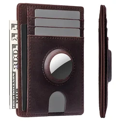 Men's Airtag Card Holder Wallet RFID Anti-theft Genuine Leather ID Credit Card Case High Quality Men Case Cover Free Shipping