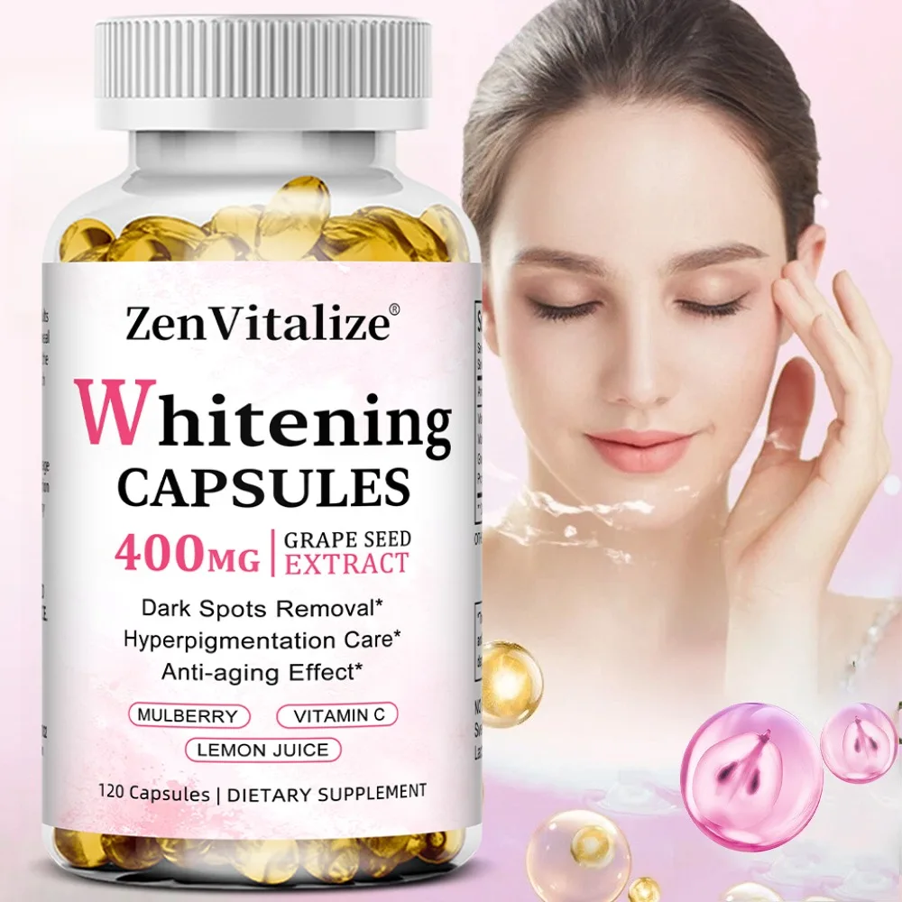 Whitening Capsules 400MG | with Vitamin C, E, Grape Seed Extract, Anti-Aging & Antioxidant, Support Hair, Skin, Nails Health