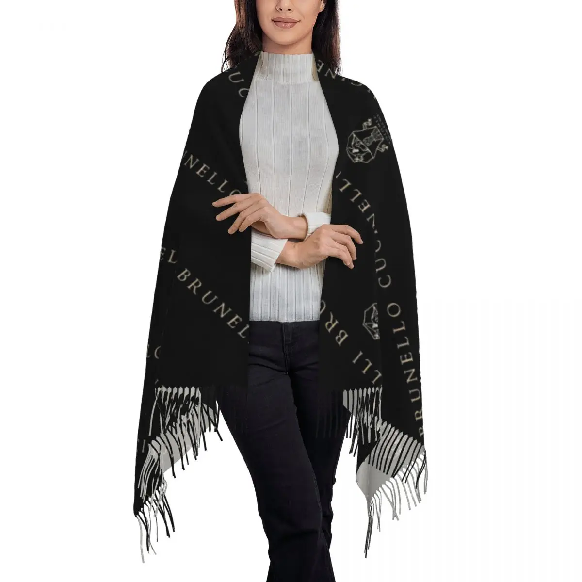 Brunello Cucinelli Logo Winter Scarfs for Women Luxury Brand Pashmina Shawl Wraps for Evening Dresses Large Warm Soft Scarves