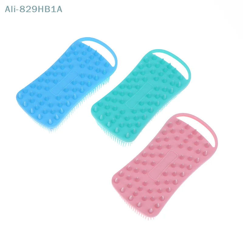 Brosse de douche en silicone souple 2 en 1, épurateur, masseur de cuir chevelu, shampooing, double face, corps, mousse, outil de nettoyage de la peau