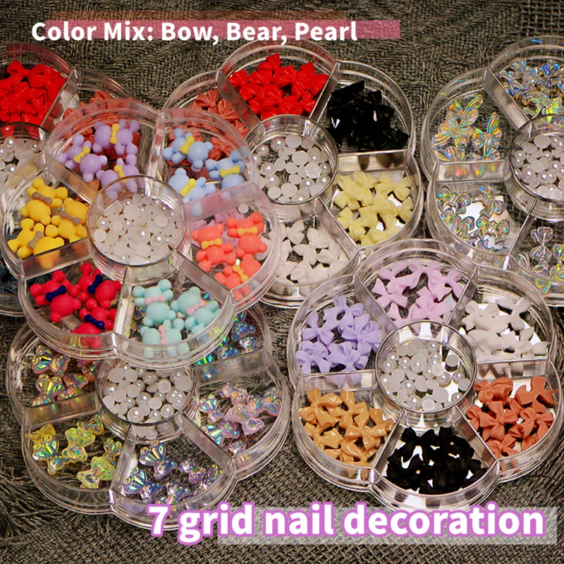 3D Mixed Nail Art Accessories Rhinestone Ornaments Decoration Pearl Big Diamond Flower Bear for DIY Manicure Nail