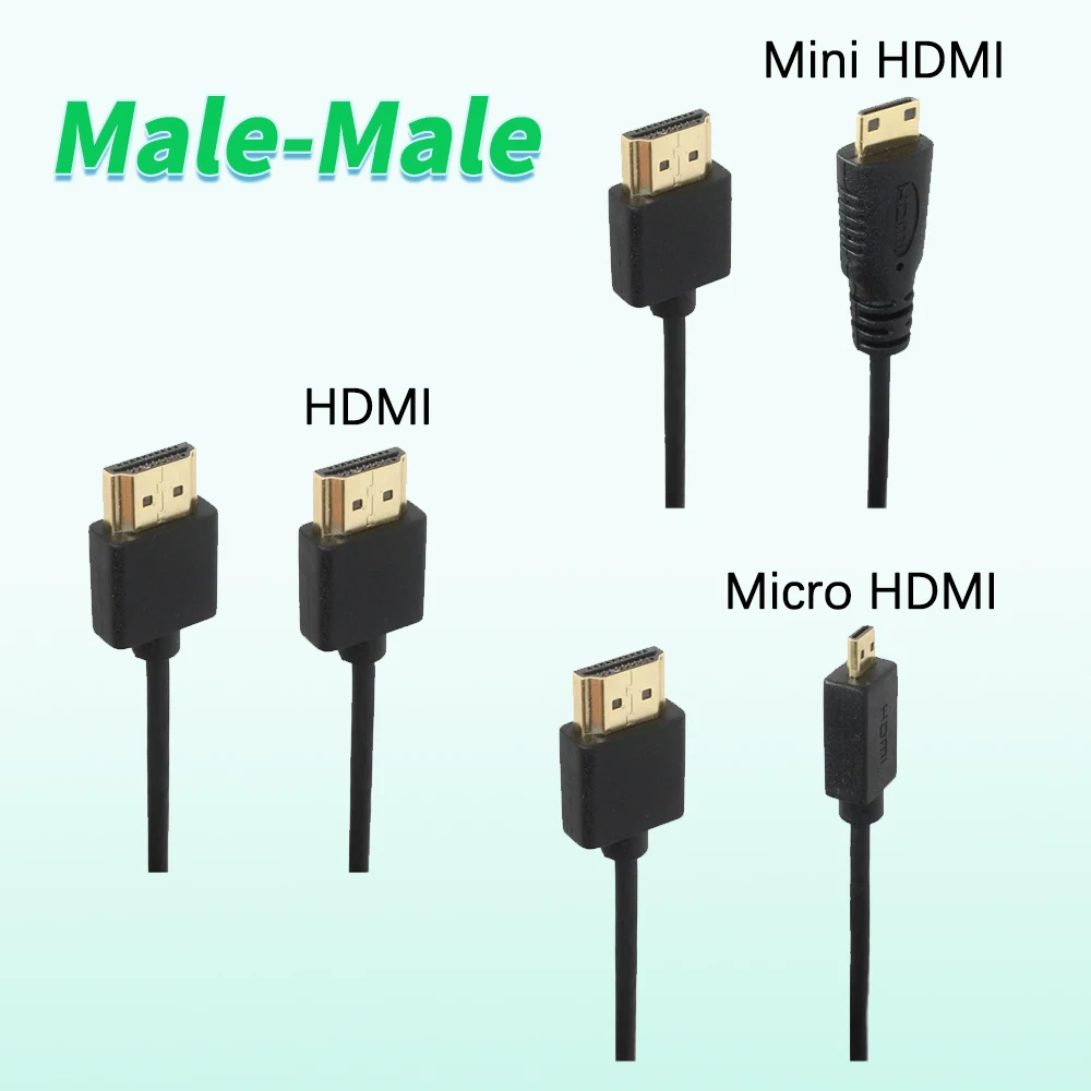 Cable Micro HDMI a Mini HDMI, Ultra delgado, 4k @ 60hz, Ligero, portátil, corto, hdmi2.0, 30cm, 60cm, 1m, od3.0 mm