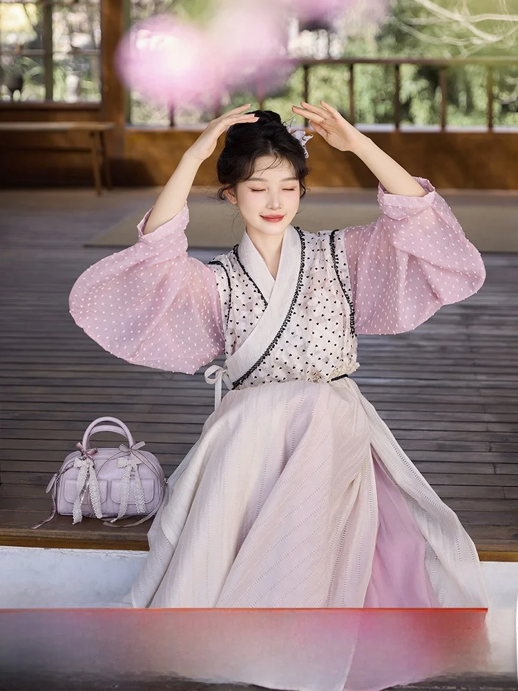 

Июльский вечер, оригинальный ханьфу, белый пион, лав, улучшенная внутренняя часть, женский модный традиционный китайский сле Dr