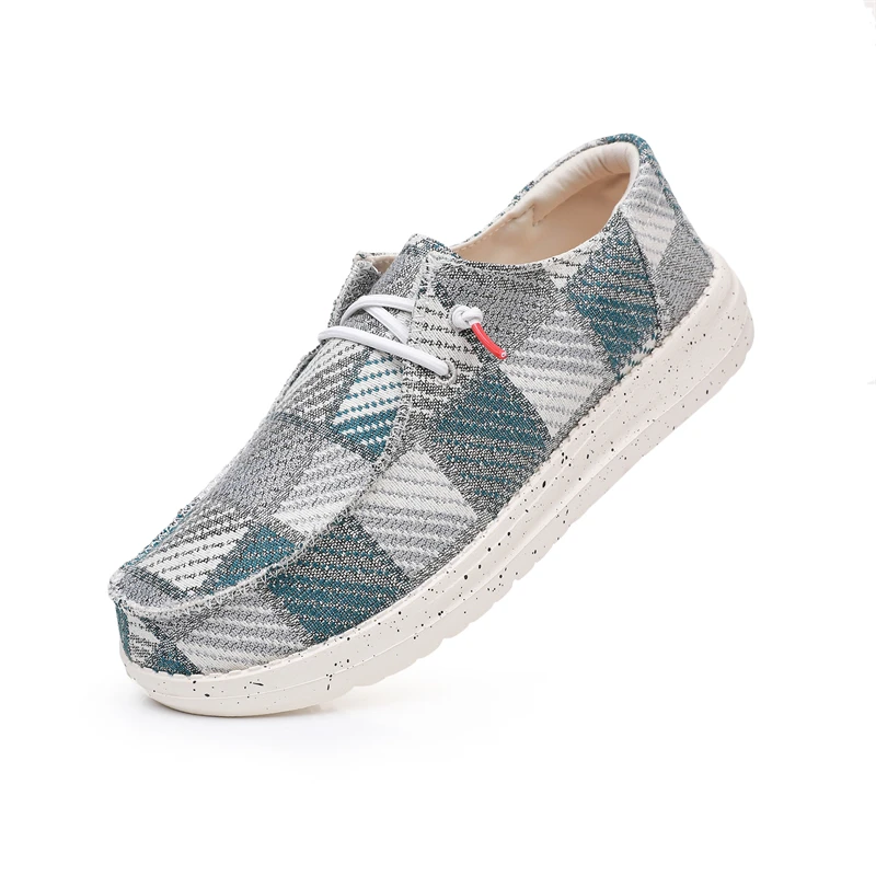 Trend Plaid Linen Men's Casual Shoes Summer Canvas Breathable Lighweight Flat Shoes Men Fashion Comfortable Slip-on Loafers Men