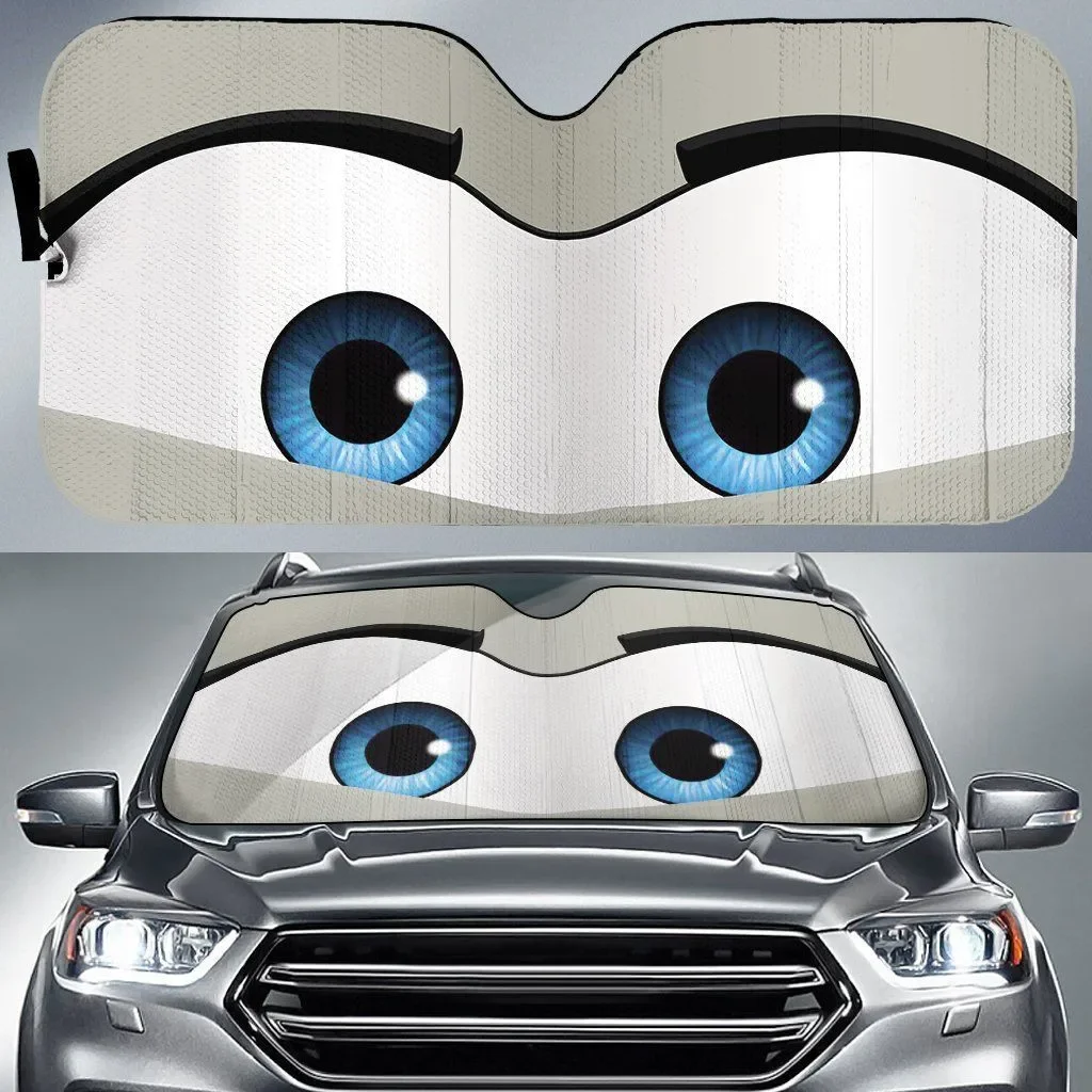 Sun Visor Car Front Windshield White Angry Eyes Sunshade Custom Car Accessories Gifts Sun Shade Covers Front Windshield