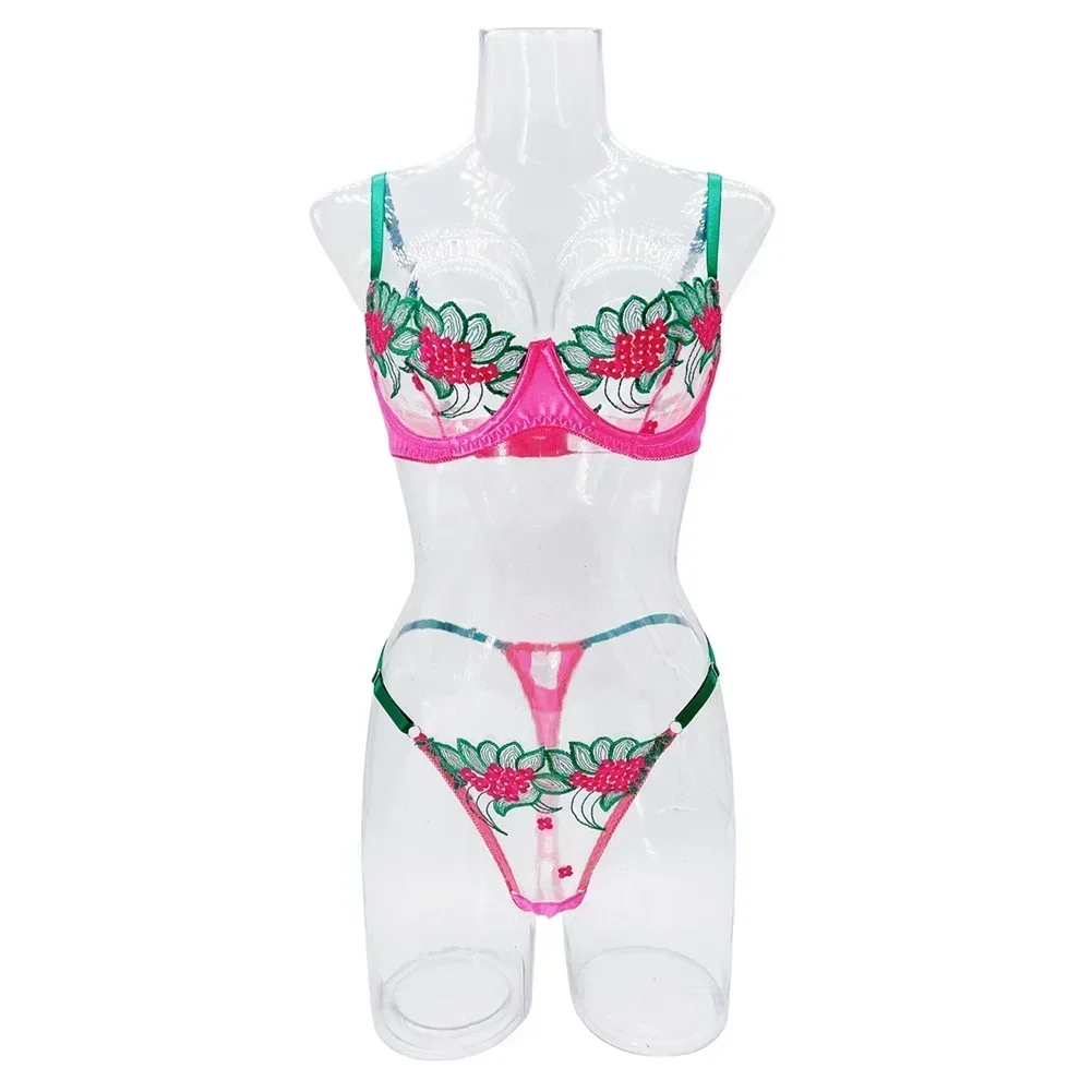 Sexy Underwear Fancy Lace Erotic Set Women's 2-piece Set Transparent Women's Underwear Embroidered Erotic Beautiful Bra and Unde