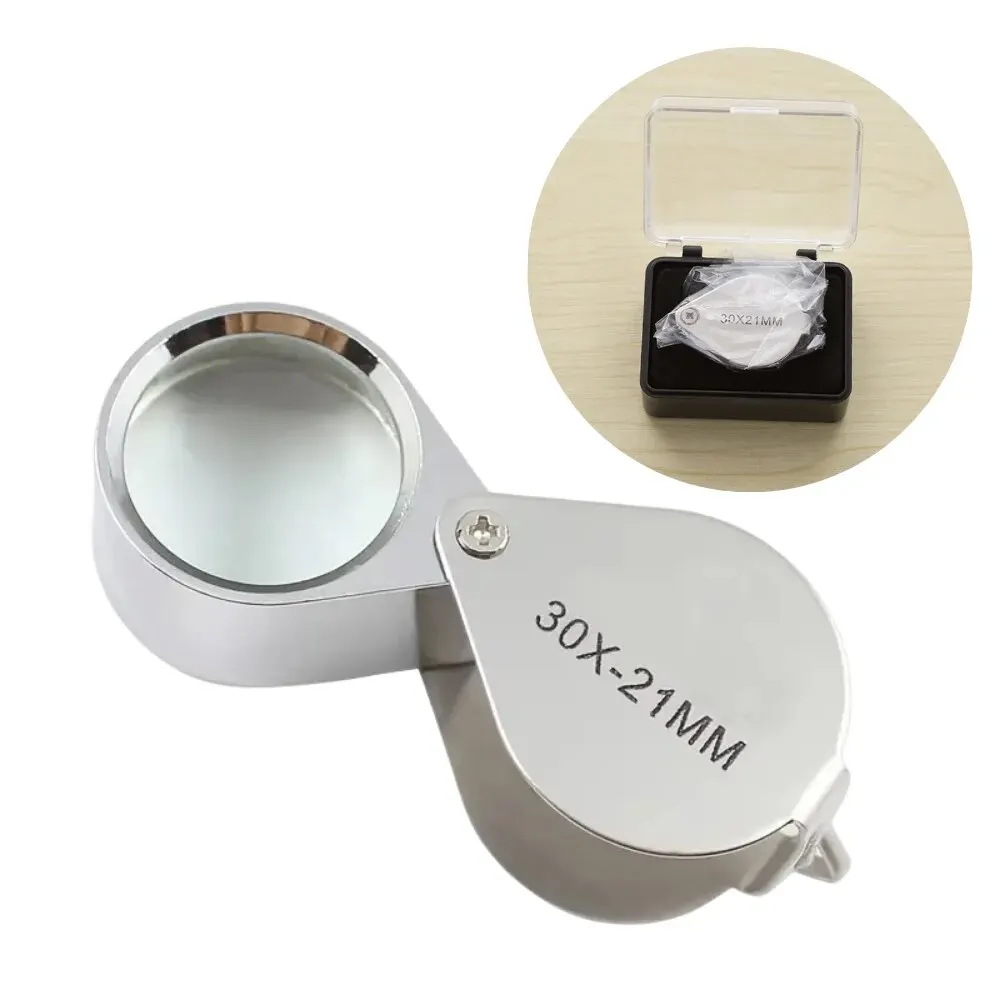 30x21mm Magnifying Glass Pocket Jewelry Loupe Mini Folding Magnifier For Identifying Jade Coin Antique Magnifying Glass