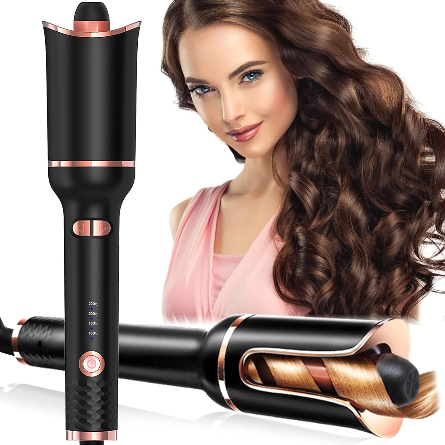 

Perfect for salon-quality curls and waves, the elegant and advanced black automatic hair curler features a convenient dual volta