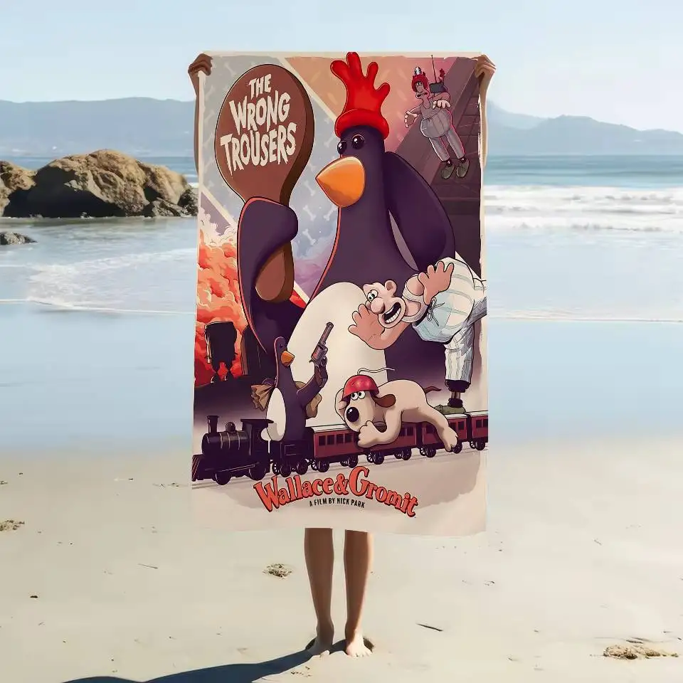 W-Wallace وG-Gromits مناشف الشاطئ الكبيرة المصنوعة من الألياف الدقيقة، منشفة سريعة الجفاف، مناشف الشاطئ الرملي، منشفة حمام السباحة للسفر، حمام السباحة، اليوغا #5