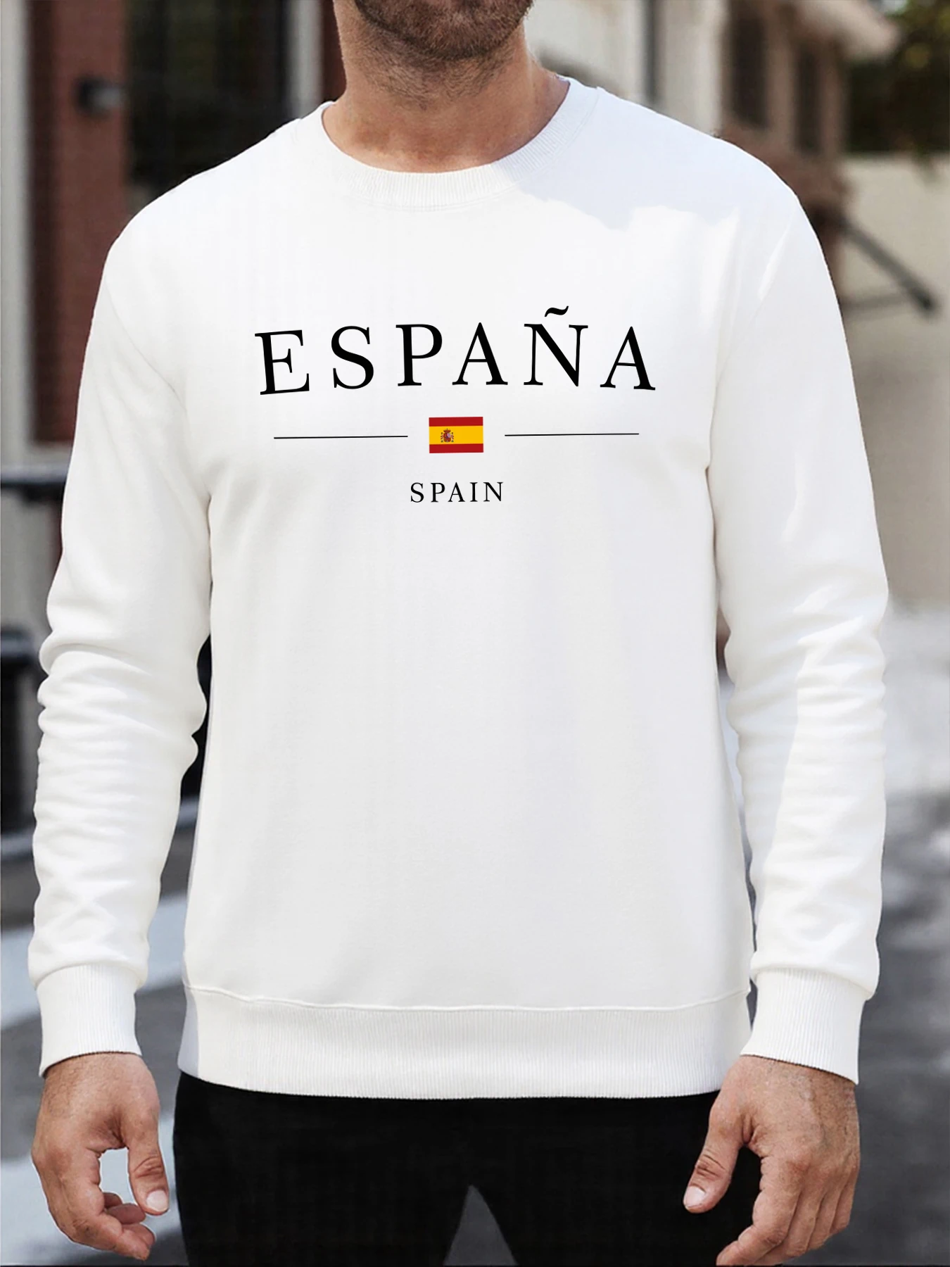Sudadera con estampado de bandera de España y España para hombre, ropa de calle de lana de otoño, jerséis de cuello redondo a la moda, ropa informal de gran tamaño para hombre