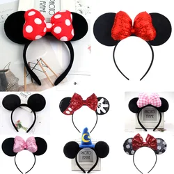 New Cartoon Mouse Ears Headband Cosplay Headdress Cute Sequins Bow Party Hair Accessories Decoration Toys for Adult Kids Gifts