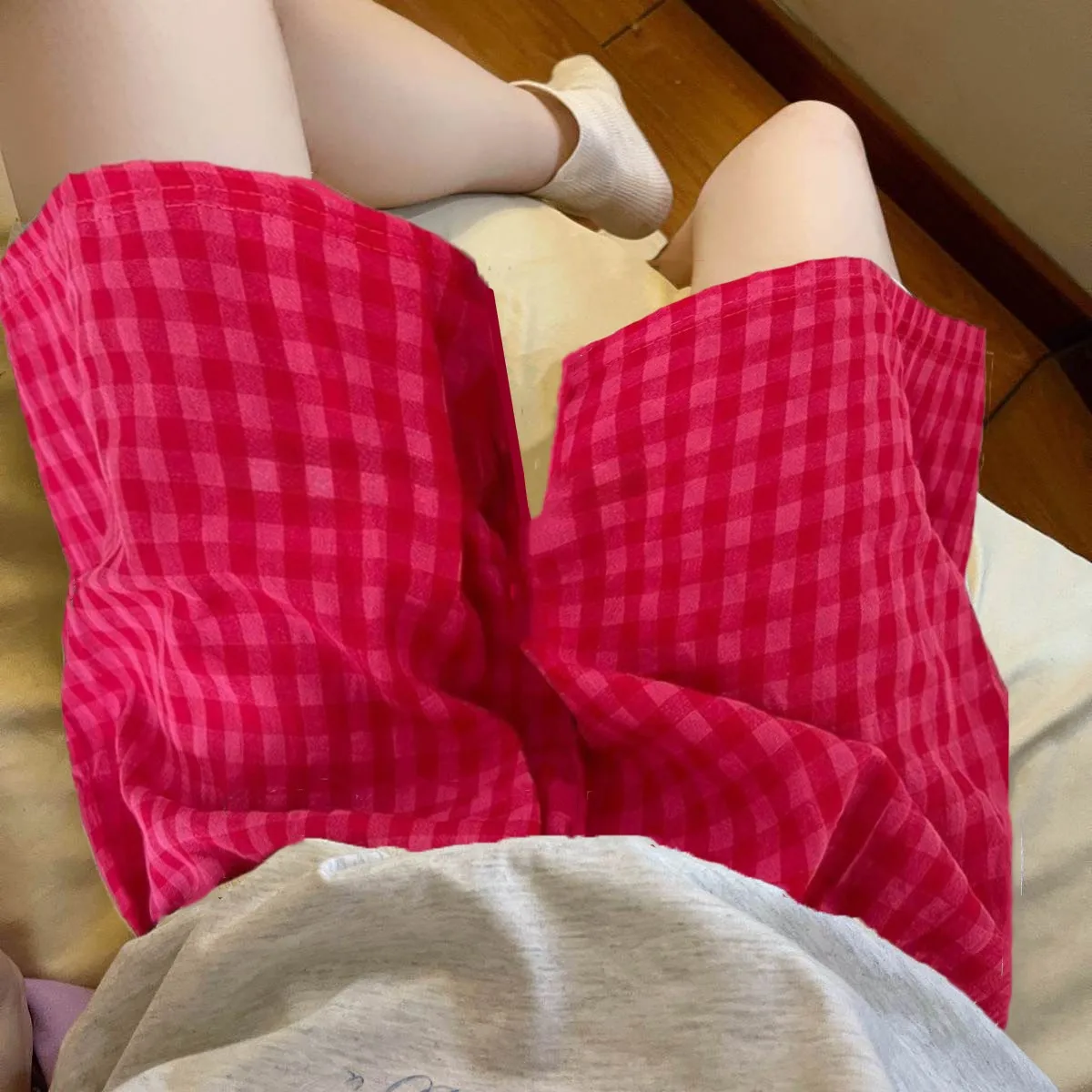 Shorts-red plaid