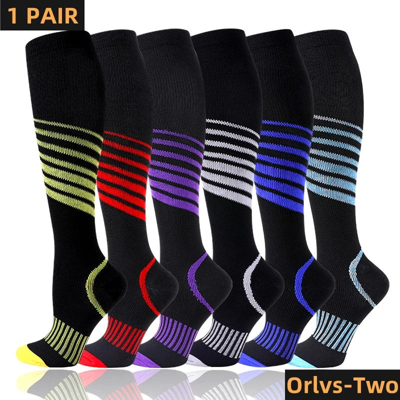 Men Running Compression Socks Stockings 20-30mmhg Sports Socks for Marathon Cycling Football Breathable Adult Sports Socks YS023