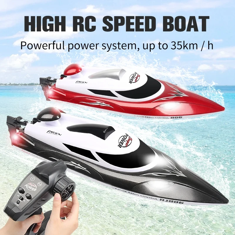 

HJ806 35km/h high-speed 2.4G Water Toy Navigation Model Yacht Toy Boat Night Light Self Rotating Reset RC Speedboat Boy