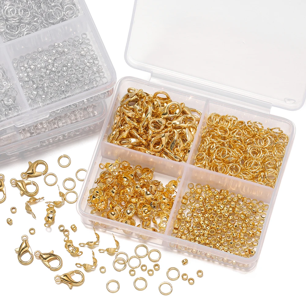 300 teile/schachtel Karabinerverschluss Binderinge Verbinder Verschluss Crimp End Perlen für Armband Halskette Ketten DIY Schmuck Machen Liefert