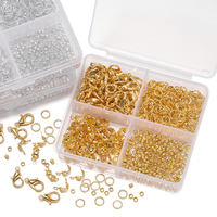 300pcs/Box Lobster Clasp Jump Rings Connector Clasp Crimp End Beads for Bracelet Necklace Chains DIY Jewelry Making Supplies