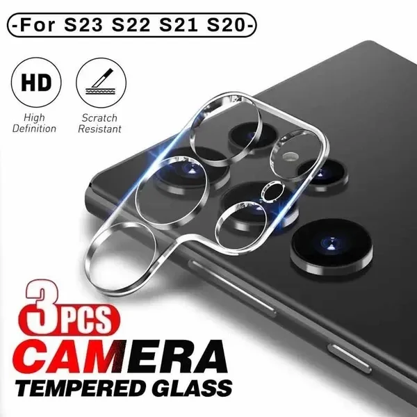 Protector de lente de cámara 3D para Samsung Galaxy S23 S22 Plus Ultra S21 S20 FE, película protectora trasera de vidrio templado transparente