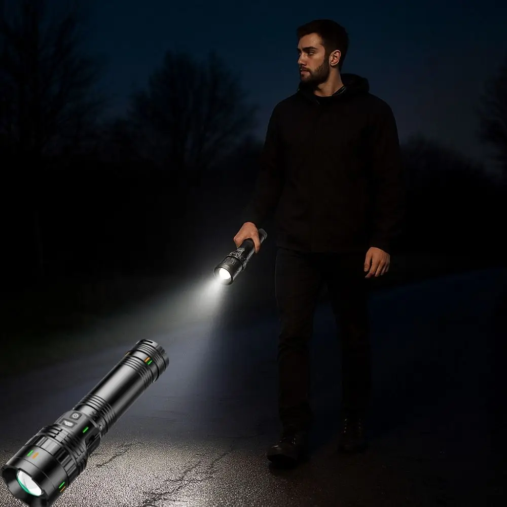 

Multi Function Rechargeable LED Flashlight Long Range Super Bright Torch Light Zoom High Power Multi Function Flashlight Fishing