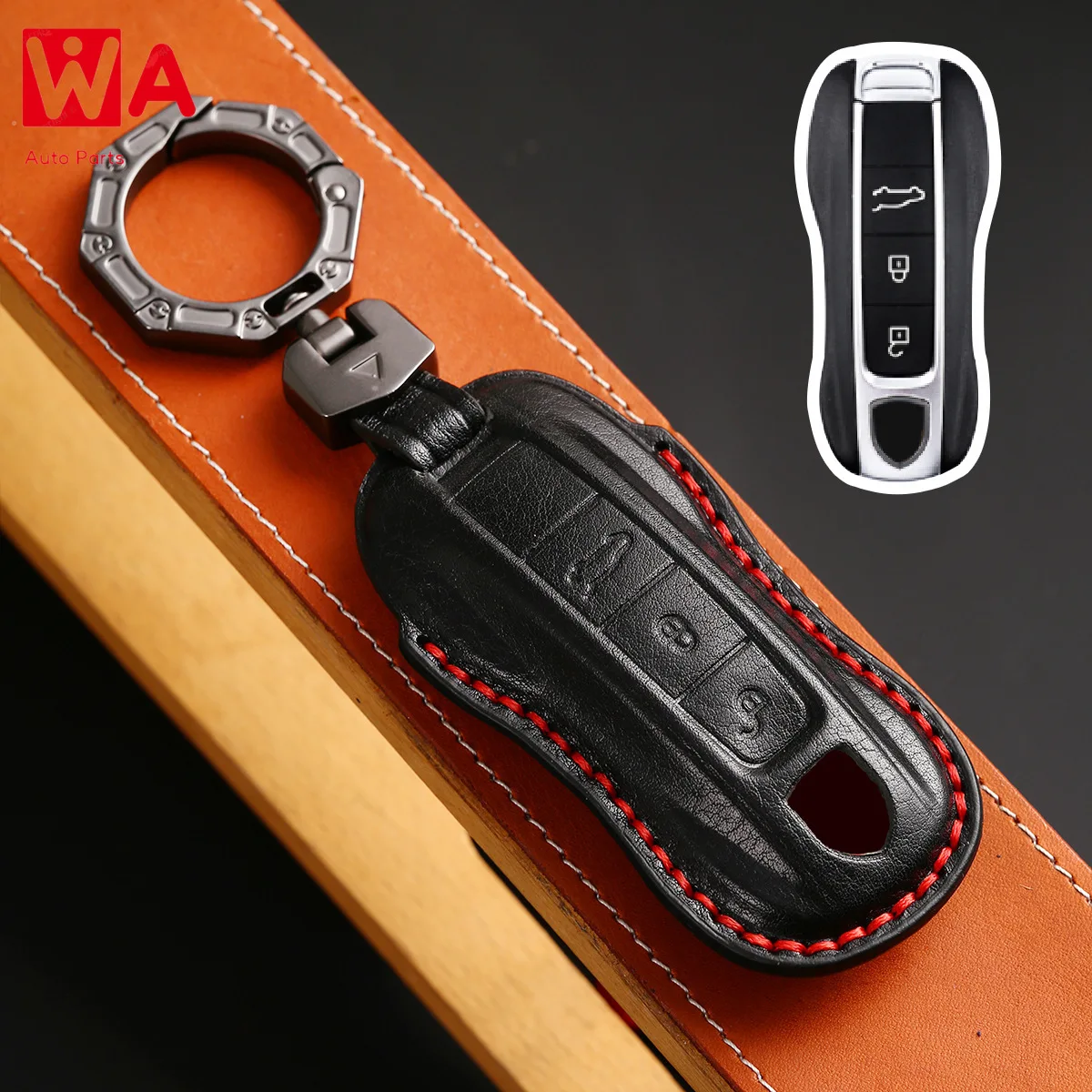 

Genuine Leather Car Remote Key Fob Case Key Cover For Porsche Panamera 2017-2020 Cayenne 2018 2019 2020