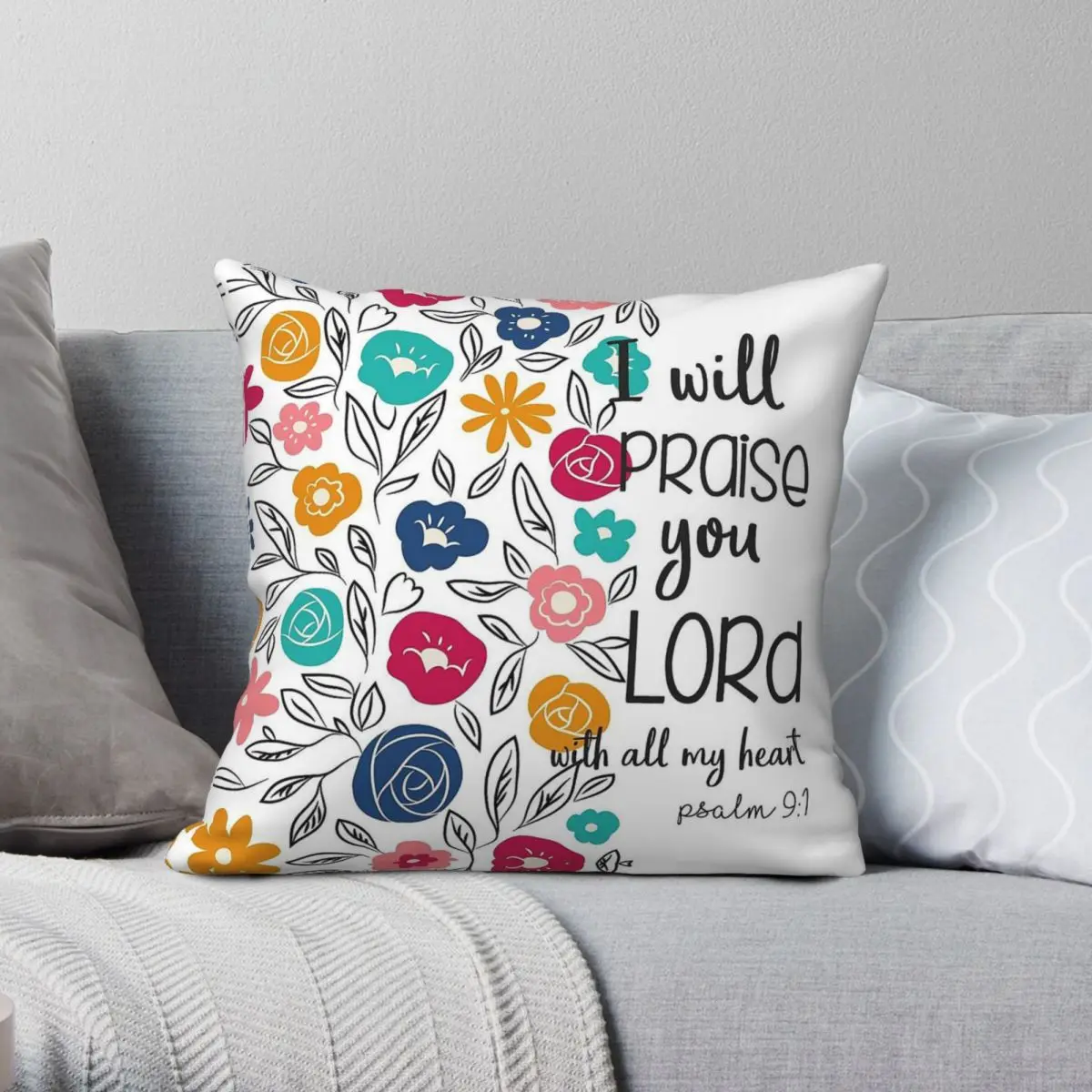I Will Praise You Lord Pillowcase Polyester Linen Velvet Pattern Zip Decorative Throw Pillow Case Sofa Cushion Cover