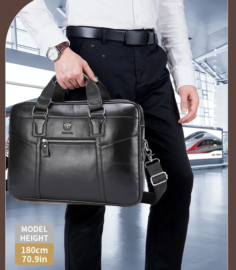 Men's stitching multi-zipper BRIEFCASE real leather business large capacity file cofskin hand carry shoulder computer bag