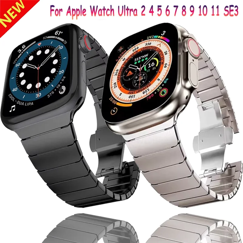 Metall-Gliederarmband für Apple Watch Ultra 2 11 10 9 8 7 6 5 4 SE Edelstahl-Armband iWatch 49 mm 46 mm 45 mm 44 mm 42/41/40 mm