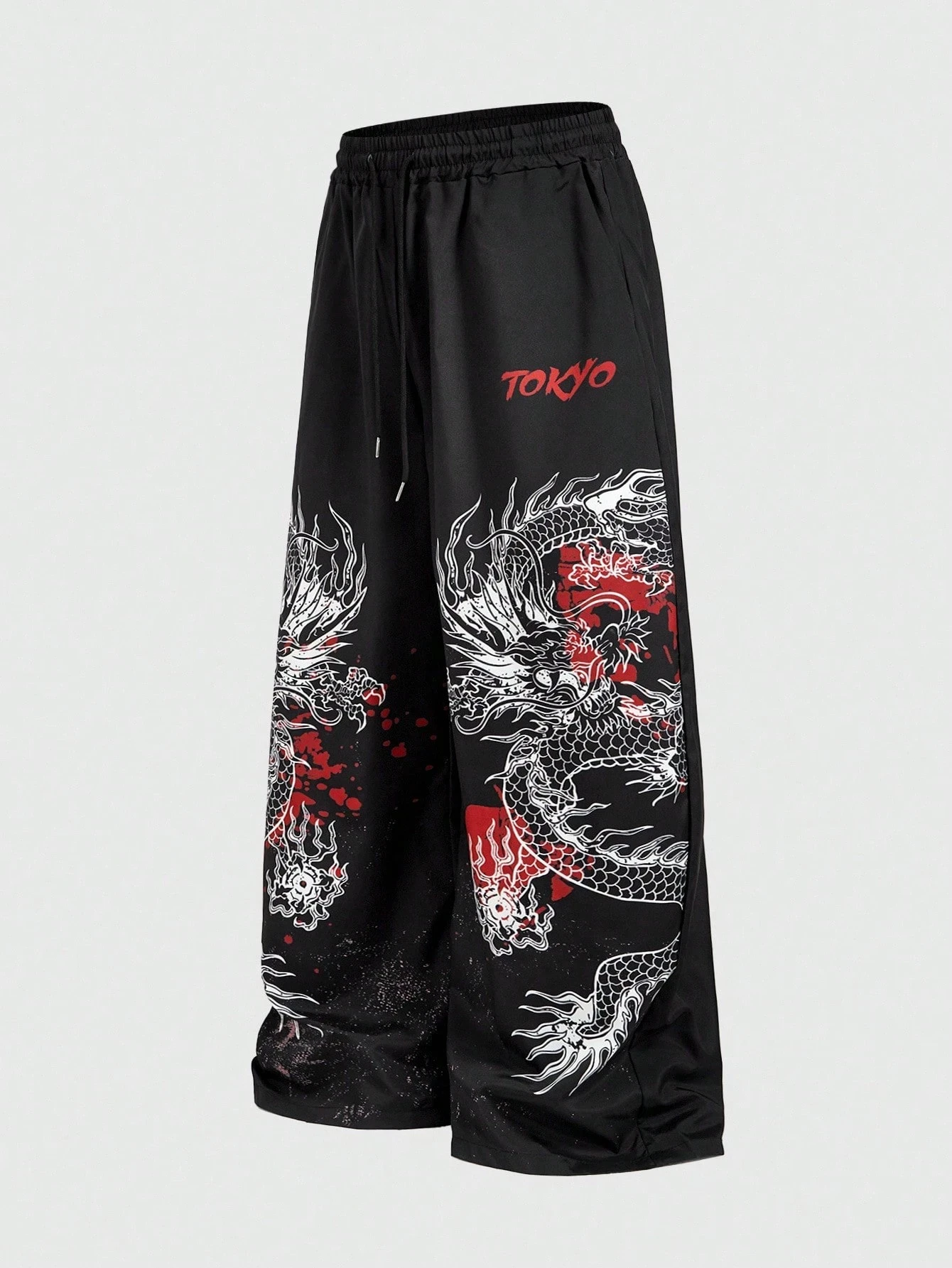 

ROMWE Men's Anime Men's Songlong Wide-leg Trousers, Floor-length Trousers for Both Men and Women Straight-leg Trousers