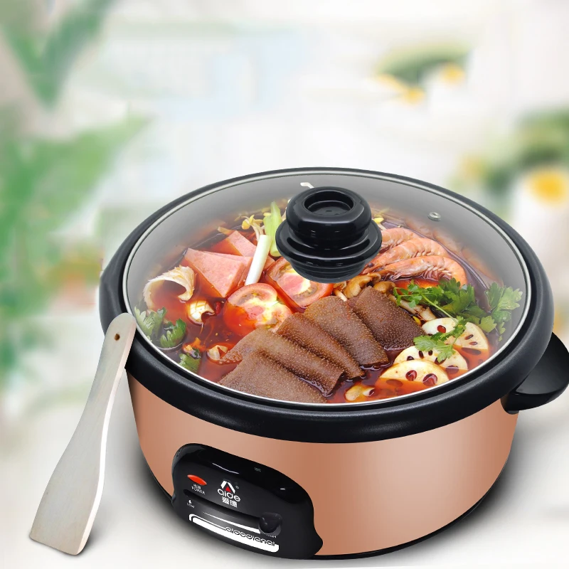 Mix Electric Hot Pot Food Induction Noodle Lamb Small Thick Bottom Hot Pot Glass Lid Meat Cooker Fondue Chinoise Kitchen Dining