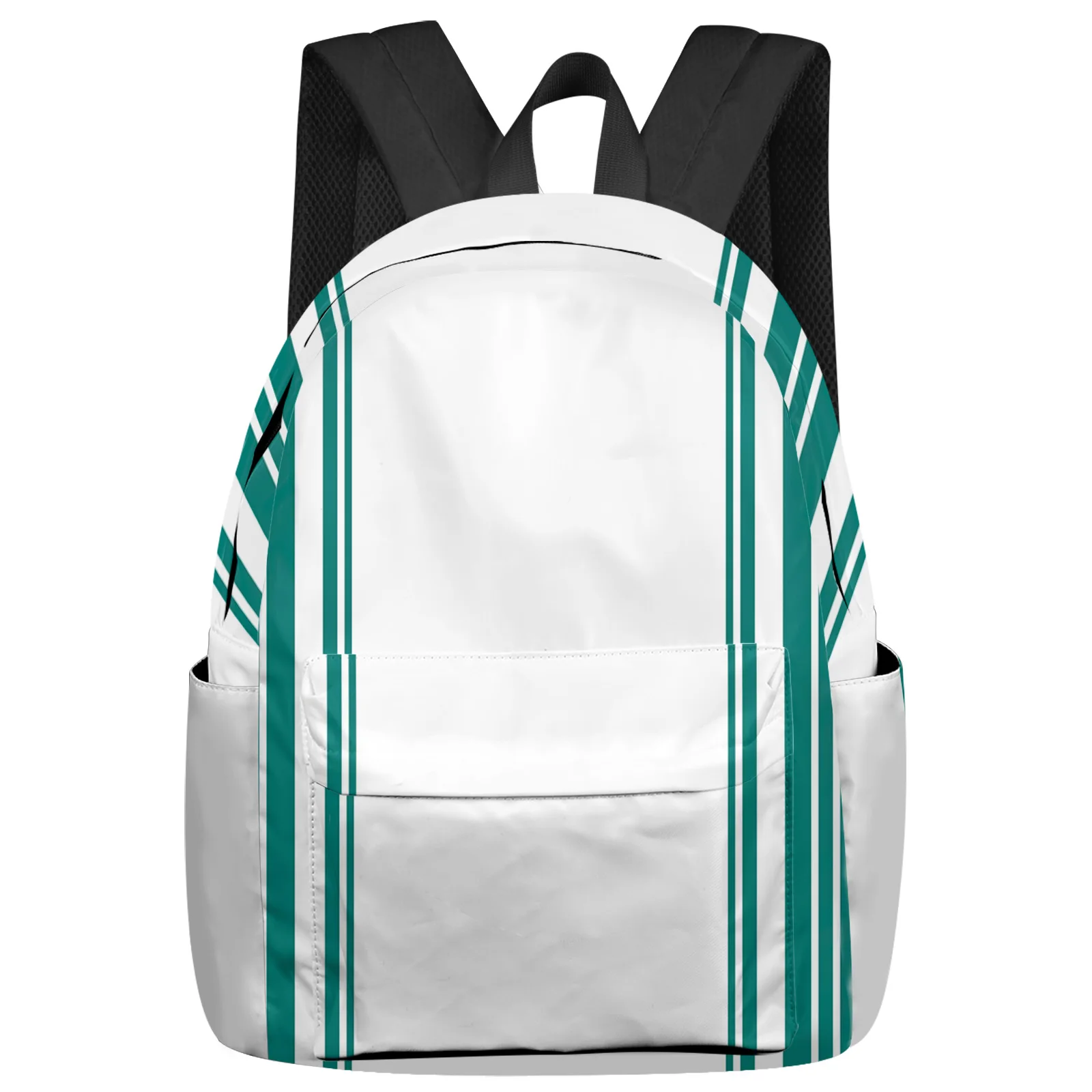 

Teal Stripes Women Man Backpacks Waterproof Multi-Pocket School Backpack For Student Boys Girls Laptop Book Pack Mochilas