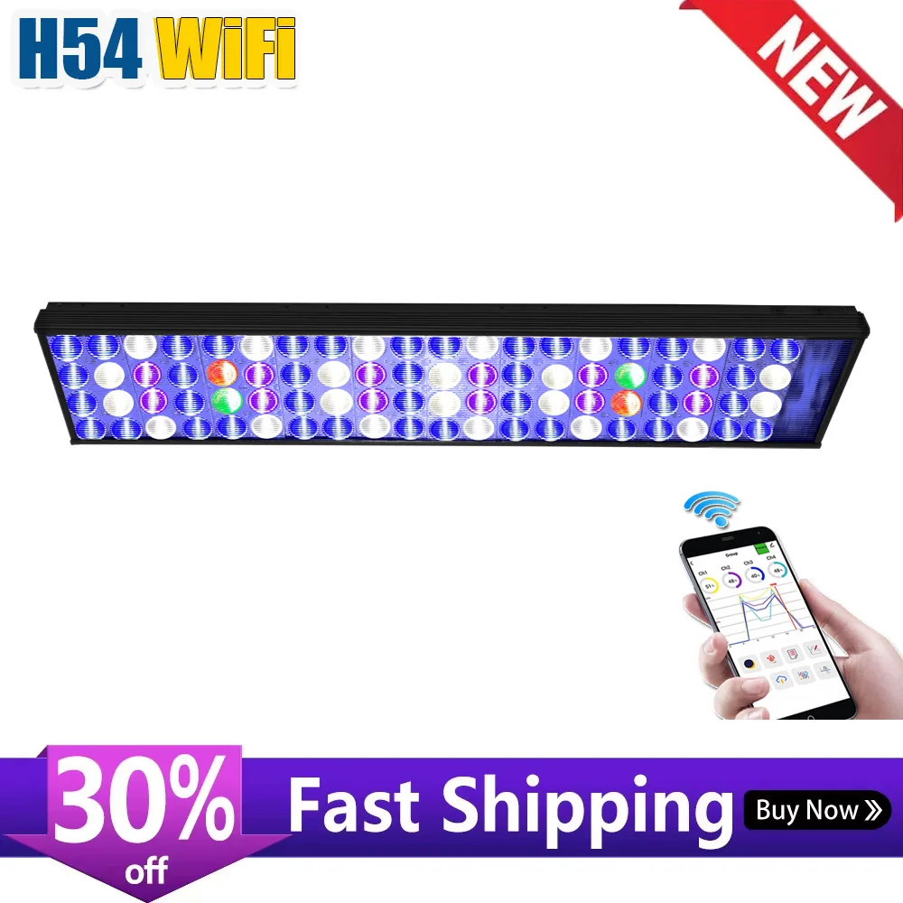 PopBloom-LED Aquarium Light, Fish Tank Lighting, Lamp for Coral Fish, Saltwater Reef Tank, 60cm-80cm