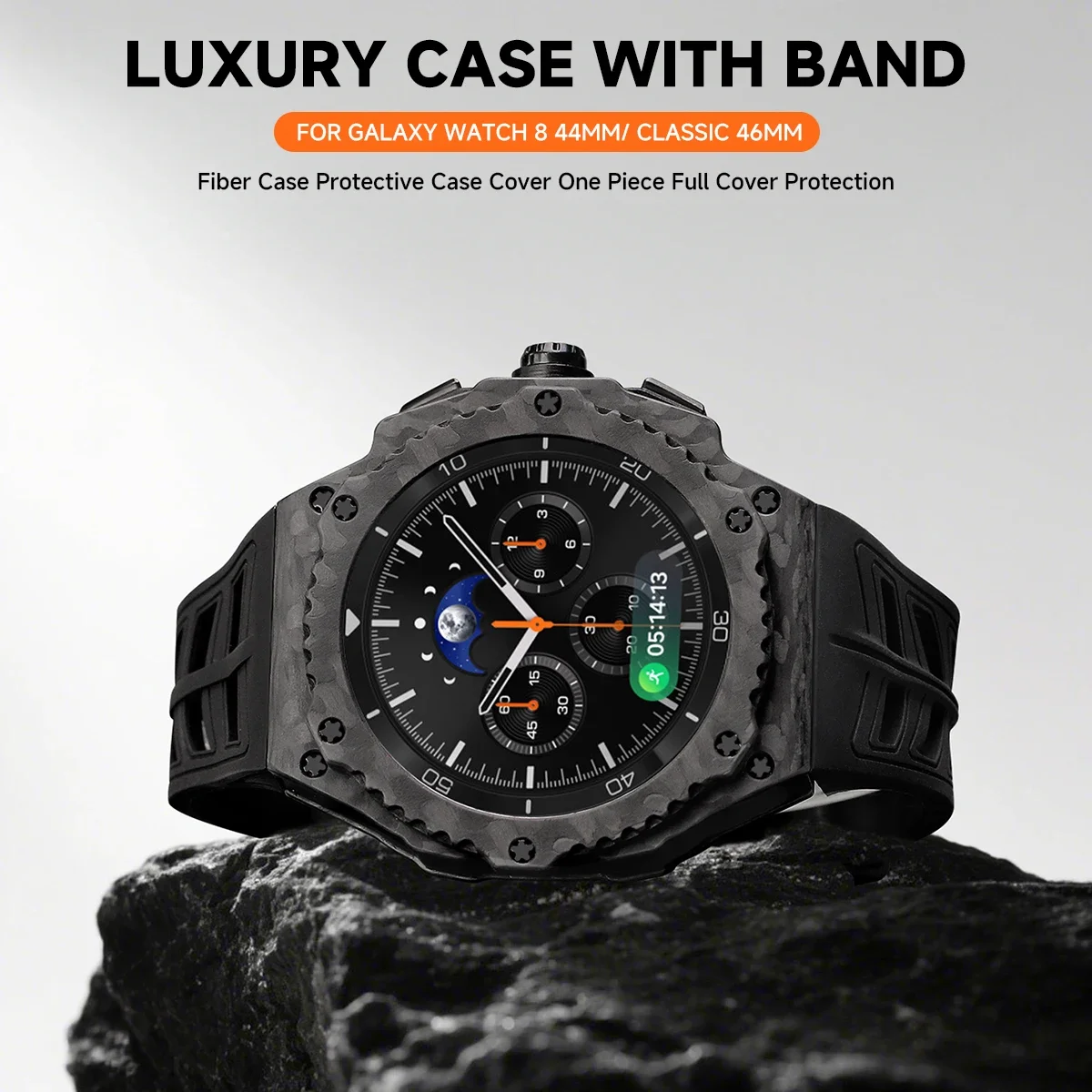 Luxury Modification Kit For Samsung Galaxy Watch 8 Classic 46mm Silicone Strap For 8 Watch 40 44mm Stainless Steel Modified Case