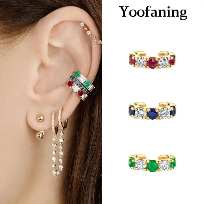 925 Sterling Silver Ear Needle Single Color-changing Zircon Earrings Clip Women's Classic Retro Earrings Ear Accessories Gifts