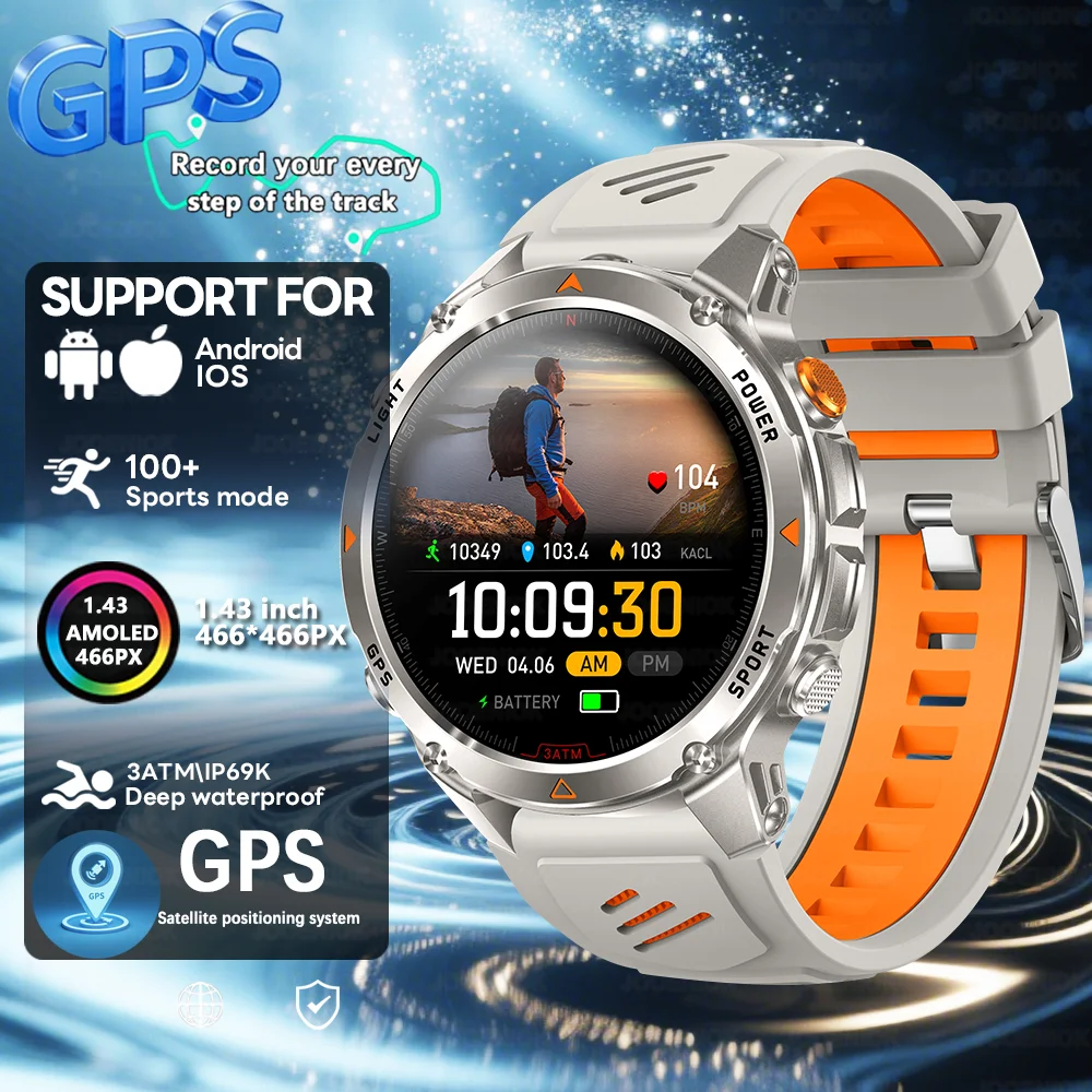 

2025 На открытом воздухе Военные GPS Спортивные Смарт-часы Открытый RIDE Бег GPS трек Часы для плавания Компас Высотомер 3ATM Спортивные браслеты Мужские