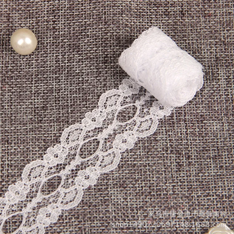 Purple Open Flower Applique Lace Fabric Red Ribbon Sewing Diy Embroide Clothing Wedding Dress Woman Cloth Accessories Handmade