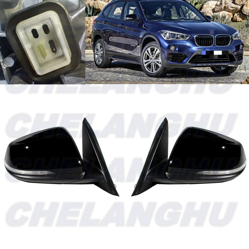 

For BMW X1 F48 2016 2017 2018 2019 2020 2021 LHD 1 Pair 5Pins Black Painted Power Adjust Memory Power Fold Mirror Assembly