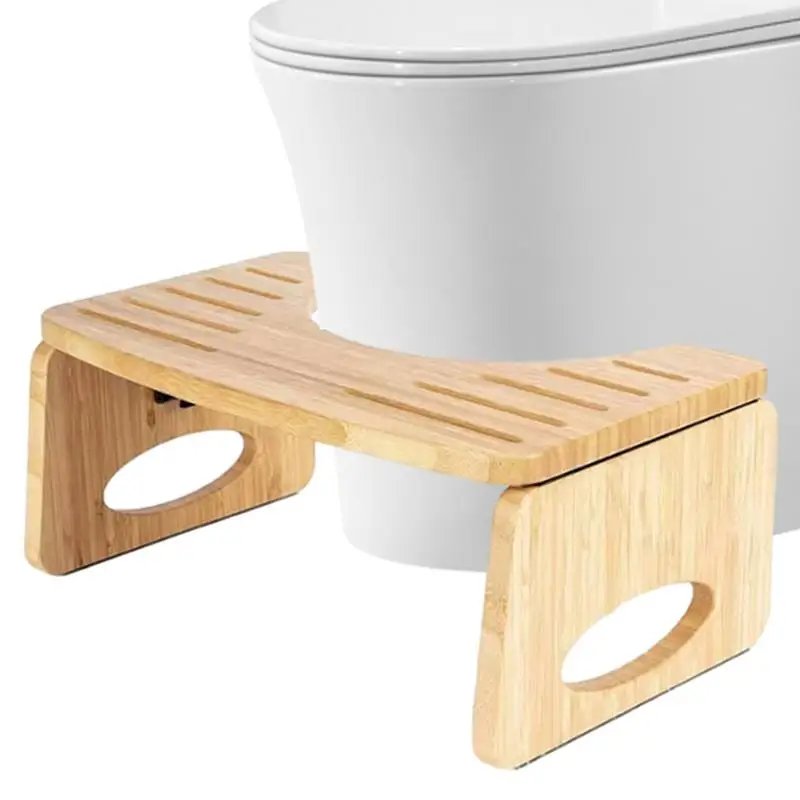 Collapsible Toilet Squat Stool Bamboo Footstool Portable Step For Bathroom Tools Supplies