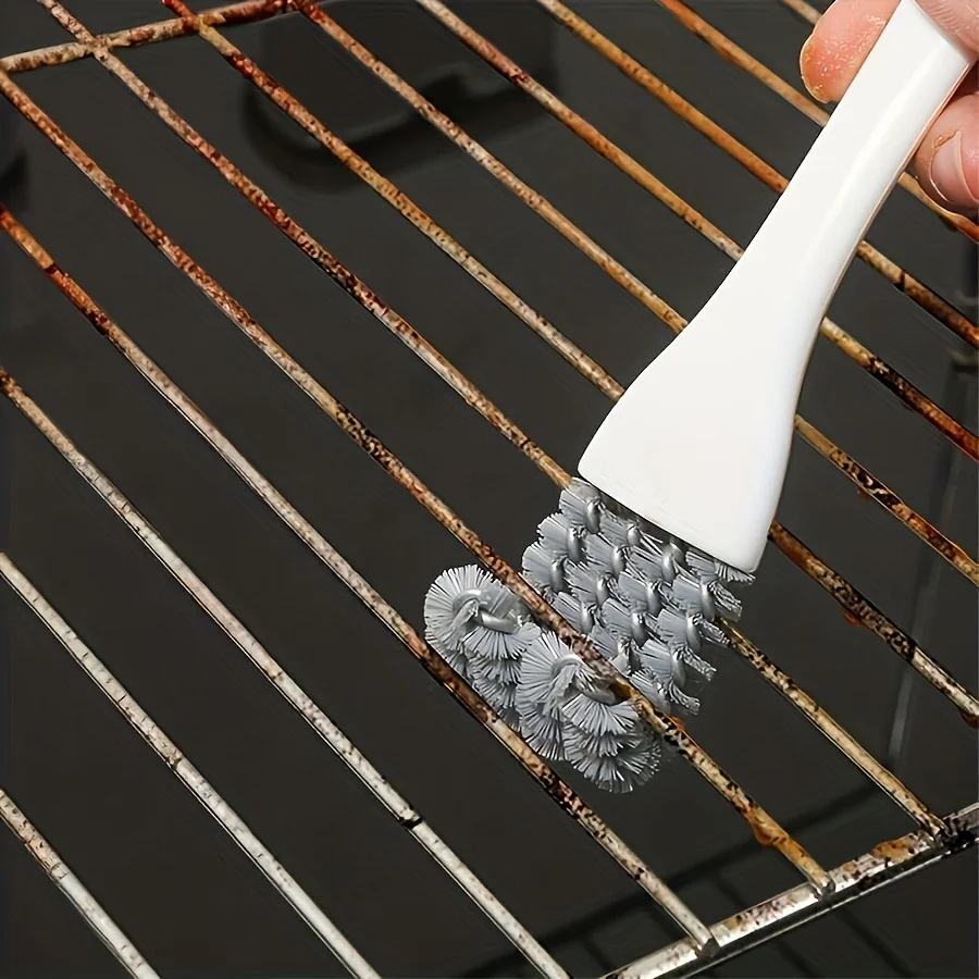 Multi functional cleaning brush, suitable for grills, kitchens, etc. - durable, reusable, with handle, easy to clean gaps and dead corners