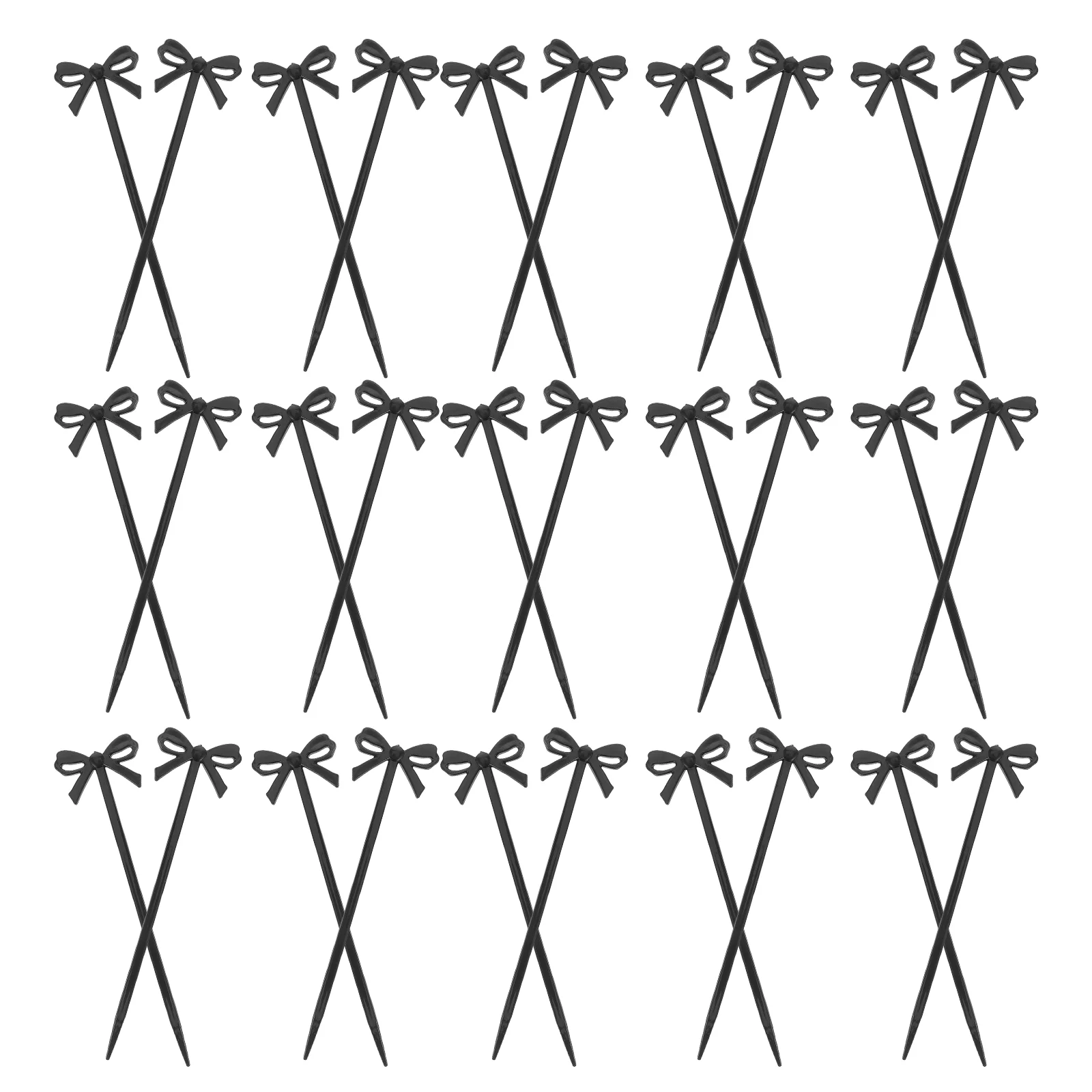 

30 Pcs Cupcake Toppers Fruit Fork Foods Dessert Picks Mini Party Ornament Black Plastic