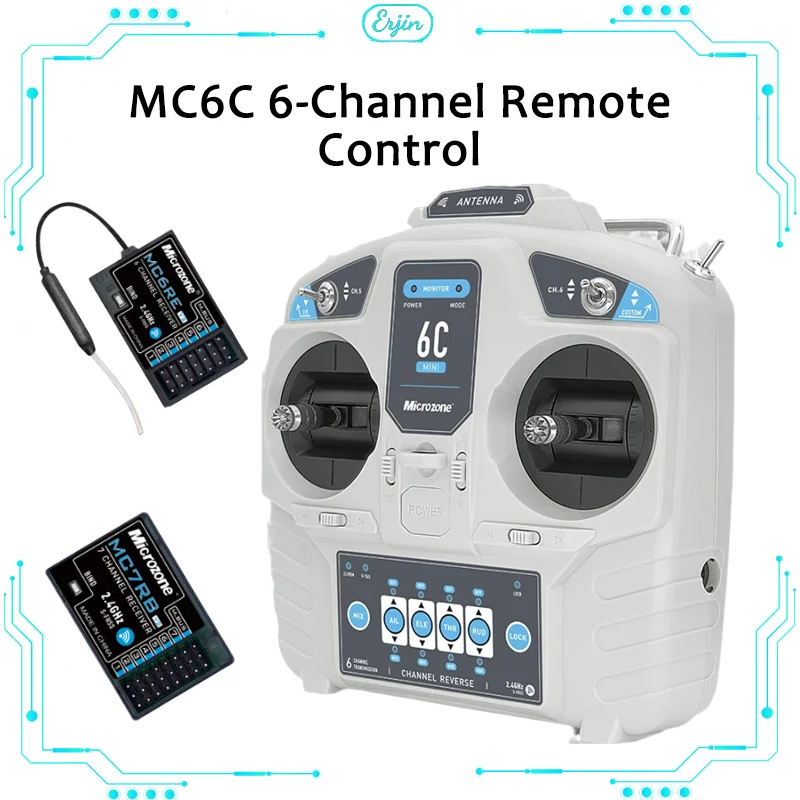 ไมโครโซน Mc6c 2.4G ตัวควบคุม6CH เครื่องส่งสัญญาณวิทยุระบบสำหรับเครื่องบิน RC โดรนเฮลิคอปเตอร์มัลติโรเตอร์เรือรถยนต์