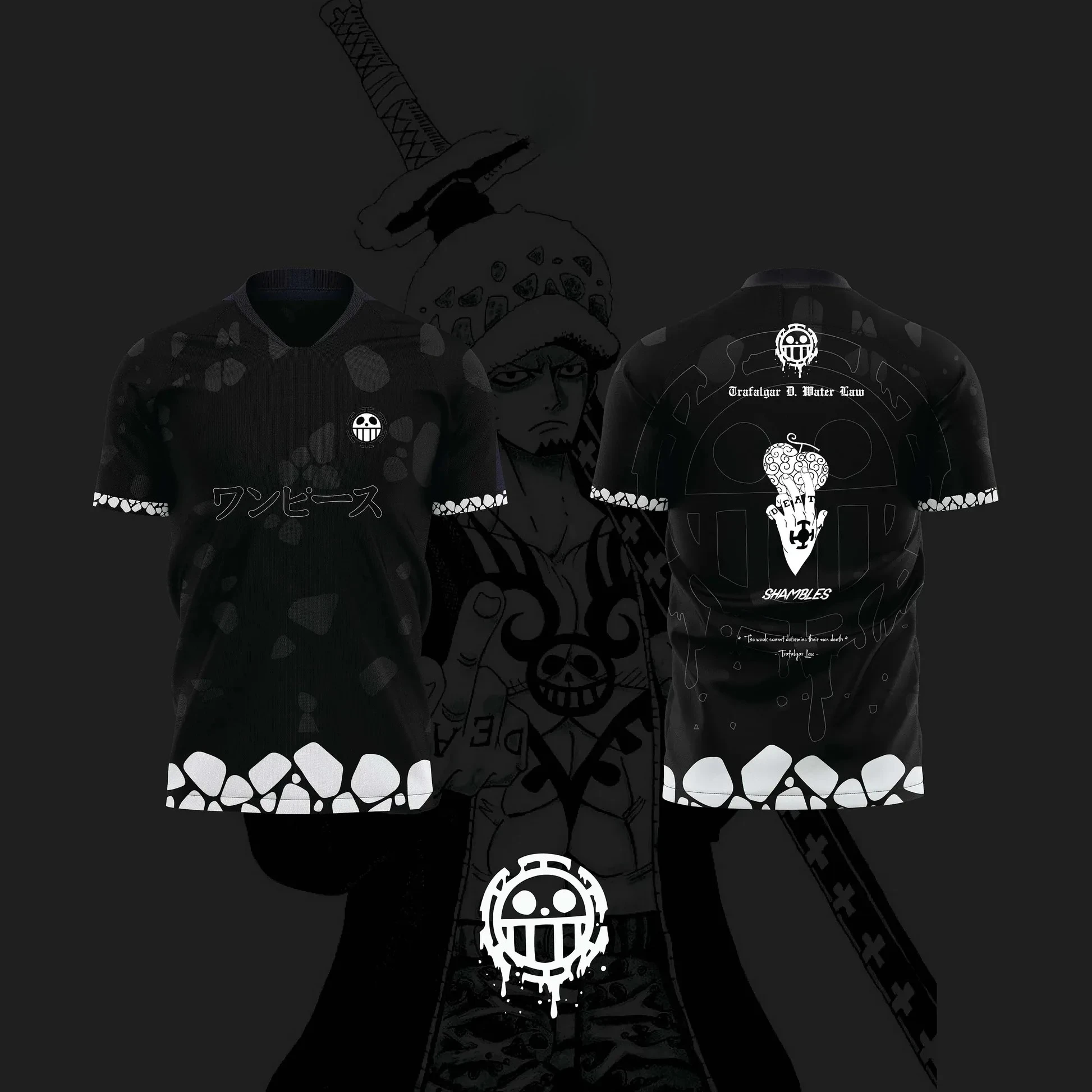 Maillot de football imprimé 3D One Piece Anime TRAFALGAR D. WATER LAW 2026 pour homme, t-shirt de sport d'été décontracté pour enfants/adultes