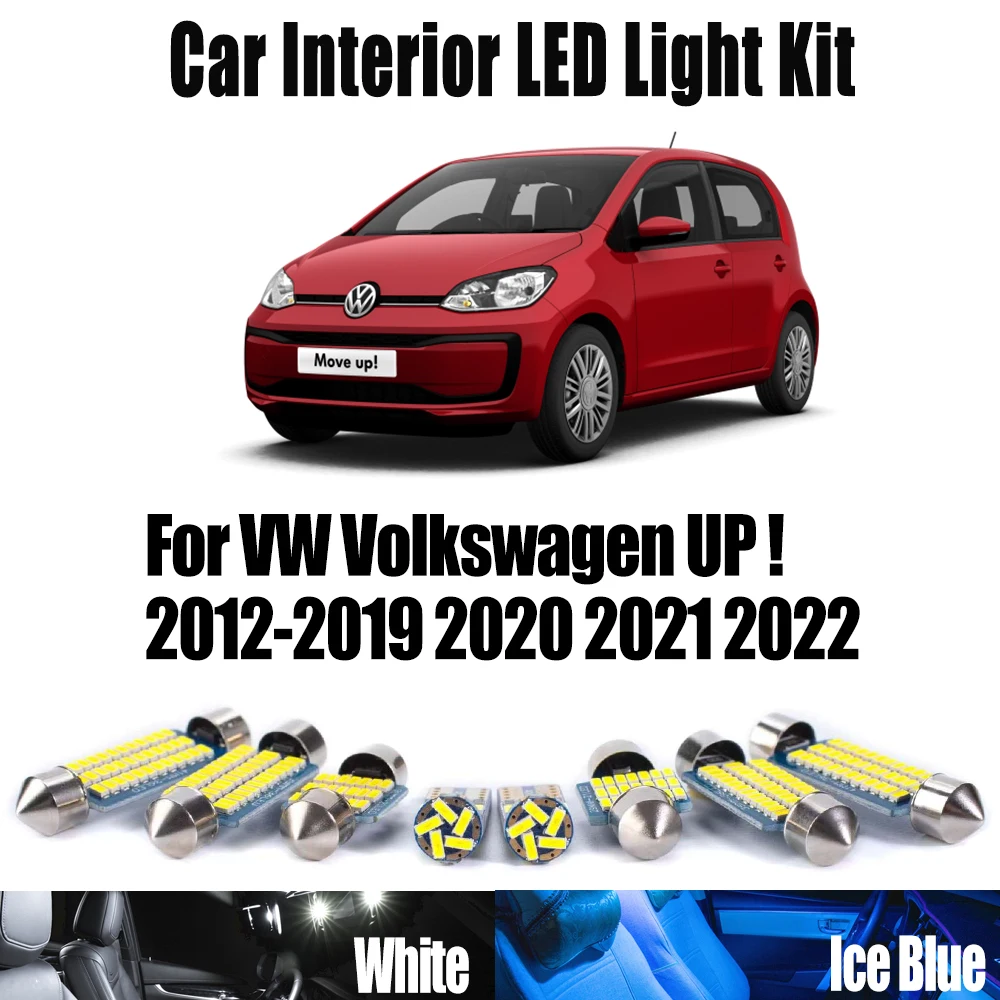 7Pcs Vehicle LED Interior Map Dome Reading Light Trunk Bulbs Kit Canbus For VW Volkswagen UP ! 2012- 2021 2022 Car Accessories