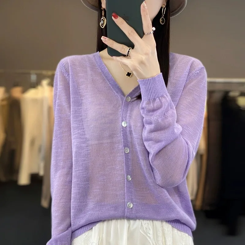 

Sun Protection Knitted Cardigan Women Summer Floral Thin Strap Long Sve Air Conditioning Outerwear Loose Versatile Small J...