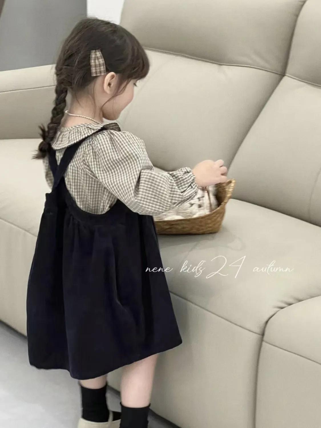 

Girls Corduroy Two-Piece Set Long Sleeved Shirt And Dress Spring Autumn New Style Children's Outfit
