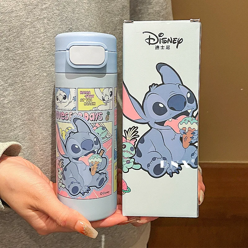 Miniso Stitch Insulated Cup 316 Press The Lid To Drink Directly From The Cup Cartoon Anime Peripheral Water Cup Gifts for Girls